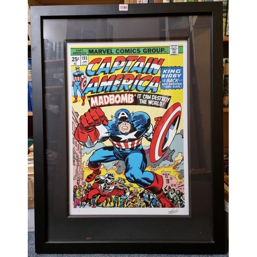 1194 - Stan Lee, Marvel Superheroes, 'Captain America #193 - Madbomb', signed and numbered 167/295, giclee ... 