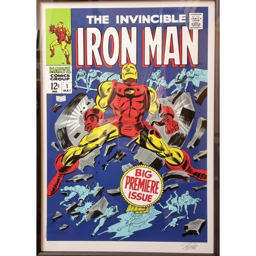 1197 - Stan Lee, Marvel Superheroes, 'The Invincible Iron Man #1 - Big Premier Issue', signed and numbered ... 