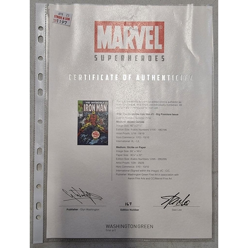 1197 - Stan Lee, Marvel Superheroes, 'The Invincible Iron Man #1 - Big Premier Issue', signed and numbered ... 