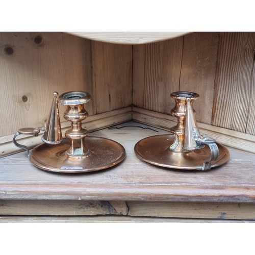 1201 - A pair of 19th century Old Sheffield plate candlesticks, one lacking sconce.