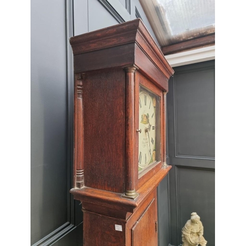 1229 - An early 19th century oak 30 hour longcase clock, the 12in square painted dial inscribed 'Wilson, Ch... 