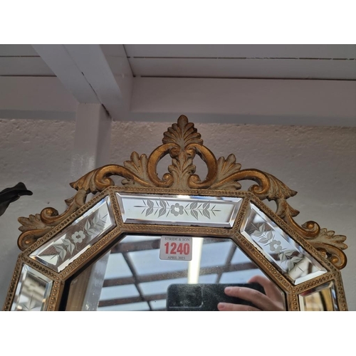 1240 - A Venetian style easel back mirror, 43.5 x 31.5cm. 