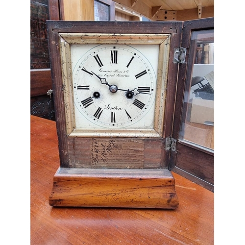 1270 - A Victorian walnut and inlaid mantel clock, by Camerer, Kuss, Tritschler & Co, 24cm high, with p... 