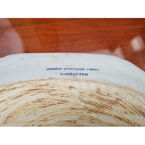 1274 - Two pairs of French tin glazed pottery plates; together with two Victorian ironstone plates. (6)... 