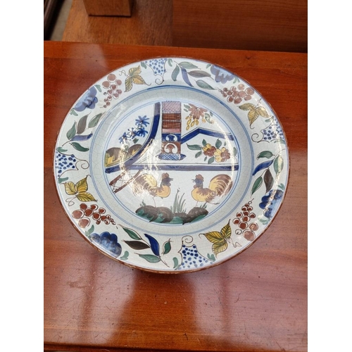 1274 - Two pairs of French tin glazed pottery plates; together with two Victorian ironstone plates. (6)... 