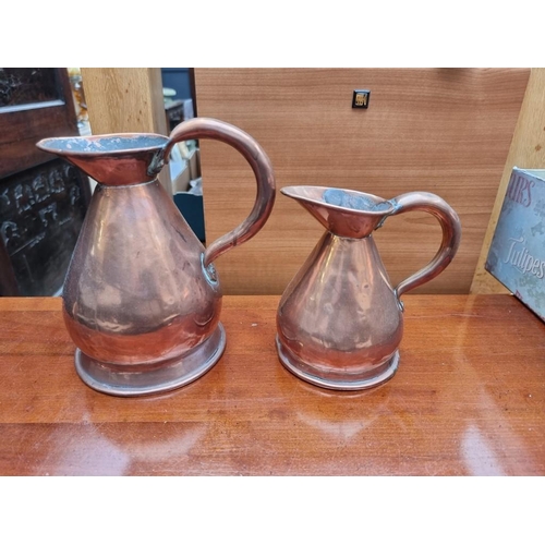 1275 - A graduated matched set of six copper haystack measures, half gill to one gallon.