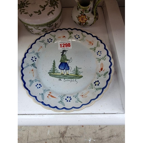 1298 - A collection of French faience, to include a novelty cat wall pocket, 22cm high. (10)... 