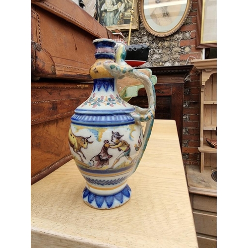 1298 - A collection of French faience, to include a novelty cat wall pocket, 22cm high. (10)... 