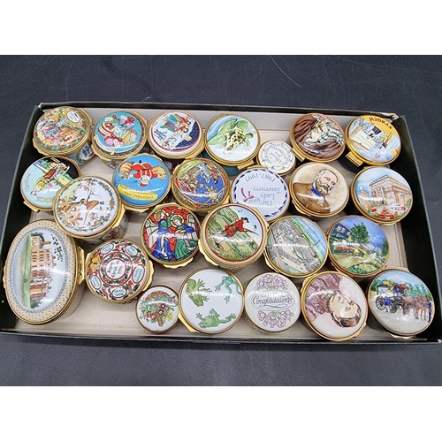 1313 - Twenty five enamel boxes, to include examples by Halcyon Days.  