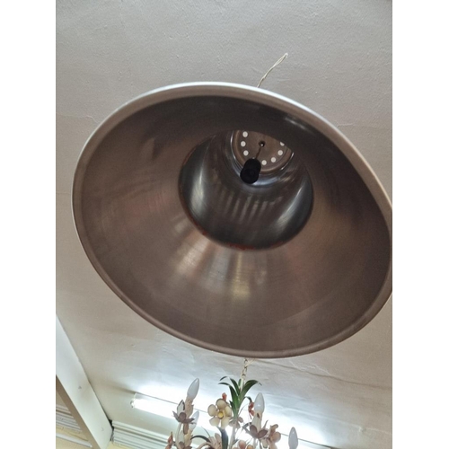 1391 - A large industrial aluminium ceiling light, 55cm high x 44cm diameter.