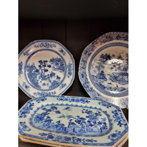 1393 - A collection of Chinese blue and white porcelain, mostly 18th century; together with a similar Spode... 