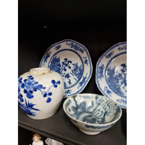 1393 - A collection of Chinese blue and white porcelain, mostly 18th century; together with a similar Spode... 