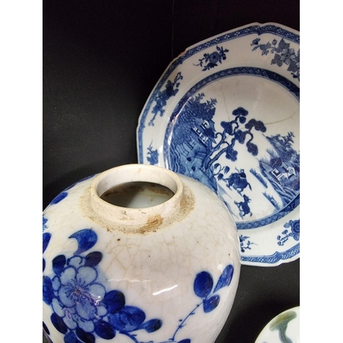 1393 - A collection of Chinese blue and white porcelain, mostly 18th century; together with a similar Spode... 