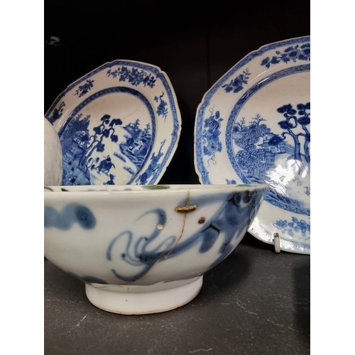 1393 - A collection of Chinese blue and white porcelain, mostly 18th century; together with a similar Spode... 