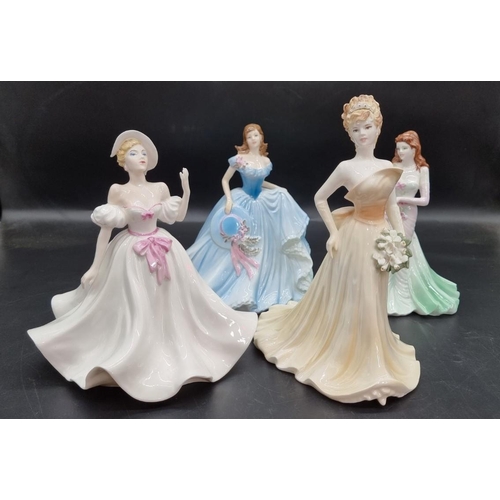 1425 - Nine Coalport figures, comprising: seven 'Ladies of Fashion'; another 'Golden Age' figure; and ... 