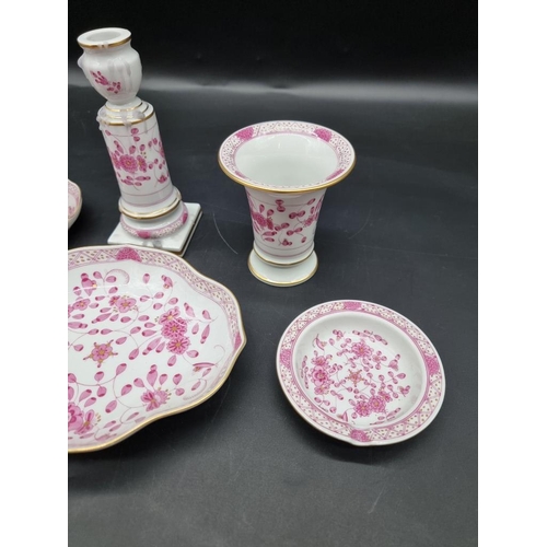 1428 - A small group of Meissen 'Pink Indian' items. (6)