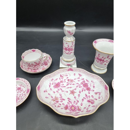 1428 - A small group of Meissen 'Pink Indian' items. (6)