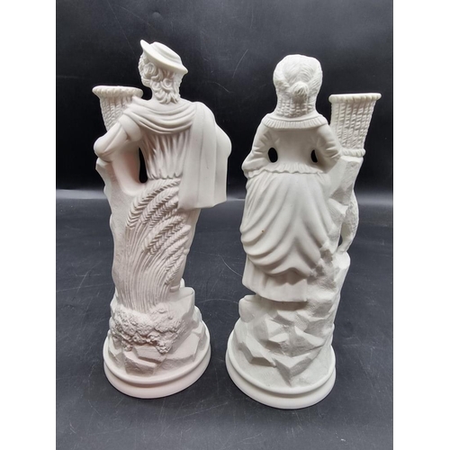 1433 - A Portmeirion Parian 'Portland' vase, 27.5cm high, boxed; together with a similar pair of figural ca... 