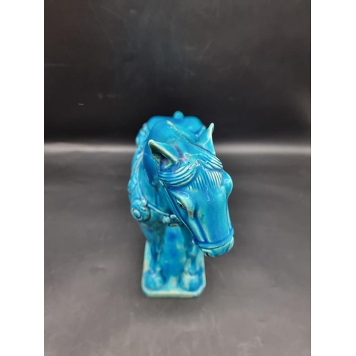 1435 - A Chinese Tang style turquoise glazed horse, 33cm high; together with a Burleigh Ware vase, 20cm hig... 