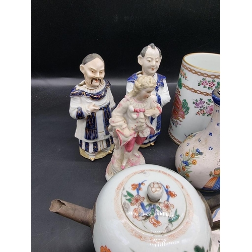 1436 - A mixed group of Continental pottery and porcelain, to include: an 18th century Chinese teapot and c... 