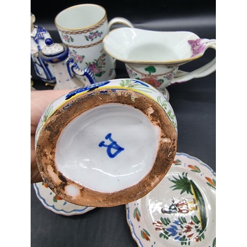 1436 - A mixed group of Continental pottery and porcelain, to include: an 18th century Chinese teapot and c... 