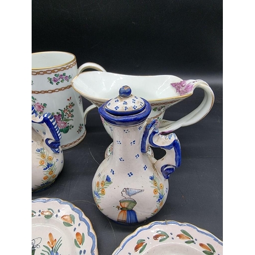 1436 - A mixed group of Continental pottery and porcelain, to include: an 18th century Chinese teapot and c... 