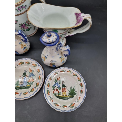 1436 - A mixed group of Continental pottery and porcelain, to include: an 18th century Chinese teapot and c... 