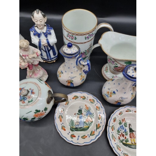 1436 - A mixed group of Continental pottery and porcelain, to include: an 18th century Chinese teapot and c... 