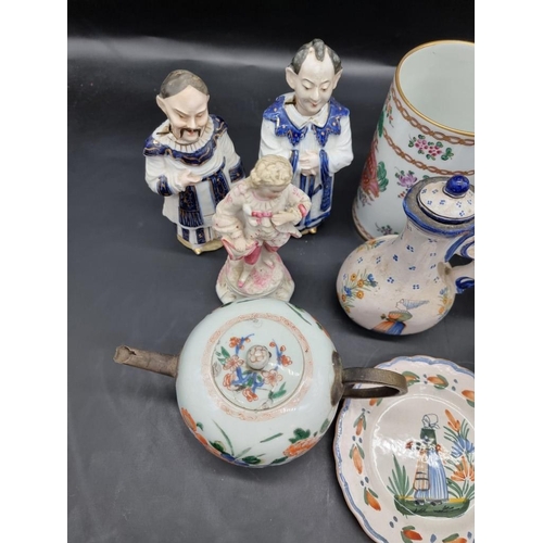 1436 - A mixed group of Continental pottery and porcelain, to include: an 18th century Chinese teapot and c... 