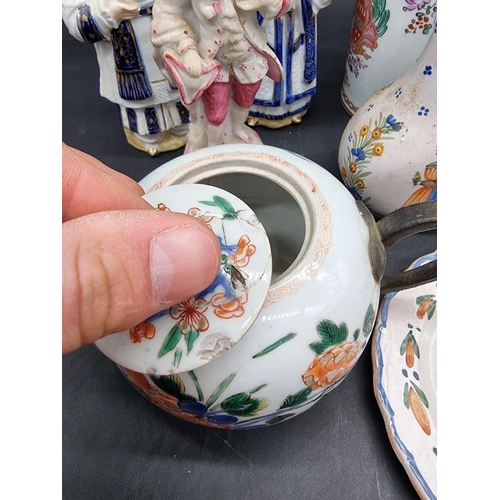 1436 - A mixed group of Continental pottery and porcelain, to include: an 18th century Chinese teapot and c... 