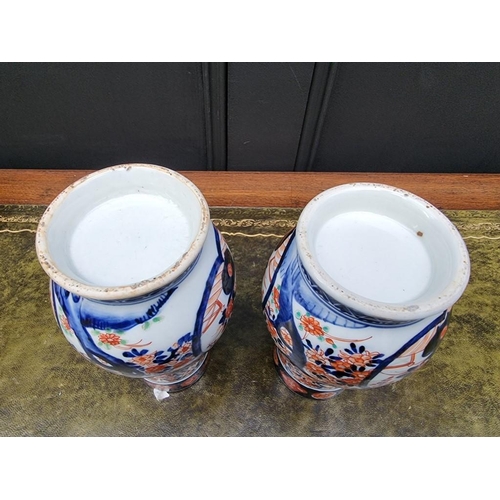 1455 - Three blue and white Chinese ginger jars, largest 13.5cm high; together with a near pair of Japanese... 