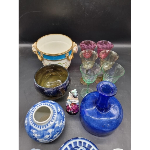 1460 - A mixed group of ceramics and glass, to include two Chinese blue and white ginger jars. (15) ... 