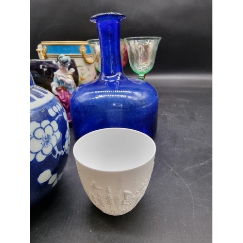 1460 - A mixed group of ceramics and glass, to include two Chinese blue and white ginger jars. (15) ... 