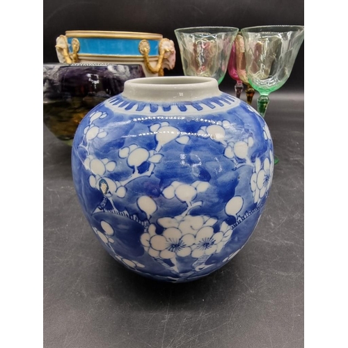 1460 - A mixed group of ceramics and glass, to include two Chinese blue and white ginger jars. (15) ... 