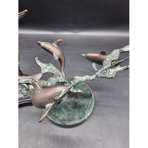 1461 - Two bronze sculptures of fish, largest 27cm high. 