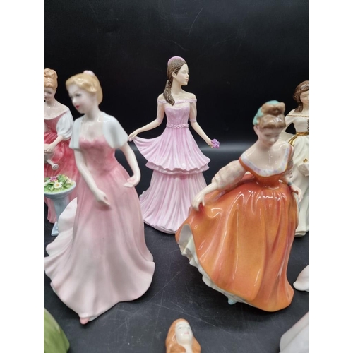 1473 - Ten Royal Doulton figures; together with two Coalport figures. (12)  