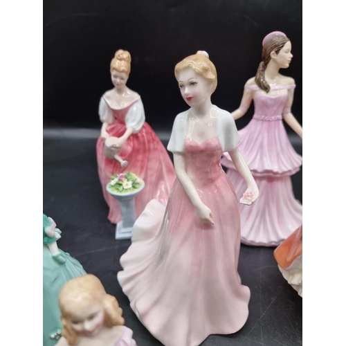 1473 - Ten Royal Doulton figures; together with two Coalport figures. (12)  