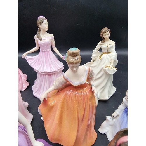 1473 - Ten Royal Doulton figures; together with two Coalport figures. (12)  