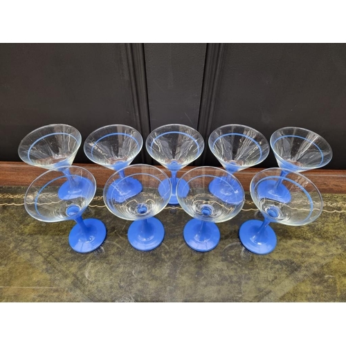 1479 - A set of nine Art Deco Martini glasses, 14cm high.