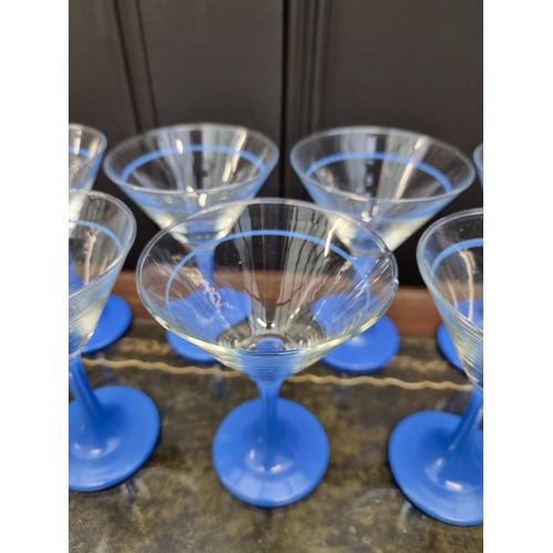 1479 - A set of nine Art Deco Martini glasses, 14cm high.