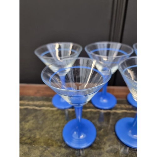 1479 - A set of nine Art Deco Martini glasses, 14cm high.