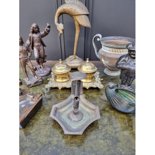 1482 - An interesting group of metalware, to include bronze, brass and cast iron; and a Greek style crater,... 