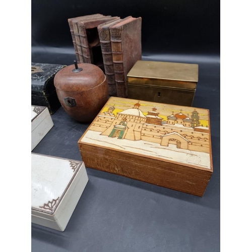 1489 - A small collection of boxes and caskets, to include a novelty book form example.