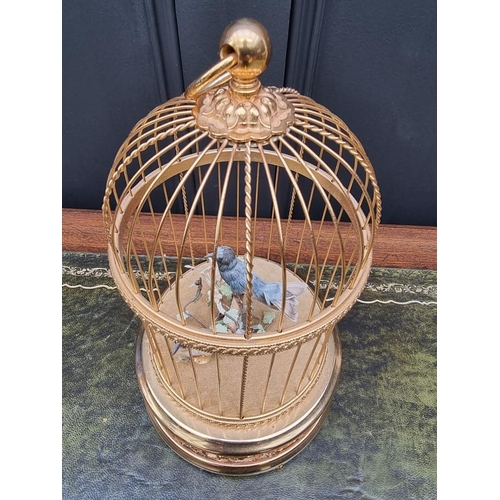 1505 - A Reuge singing bird cage automaton, with two birds, No.10744, 30.5cm high. 