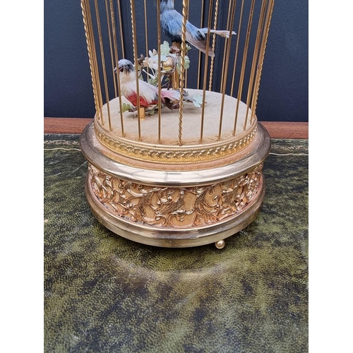 1505 - A Reuge singing bird cage automaton, with two birds, No.10744, 30.5cm high. 