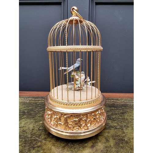 1505 - A Reuge singing bird cage automaton, with two birds, No.10744, 30.5cm high. 