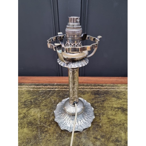 1520 - An electroplated table lamp, by Hukin & Heath, (converted), 31cm high.