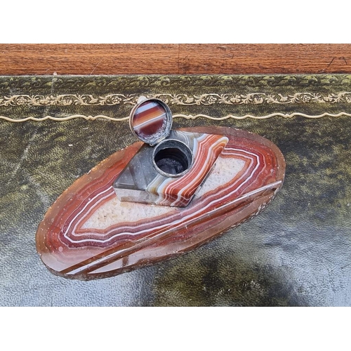 1530 - A banded agate inkwell, 18.5cm high. 