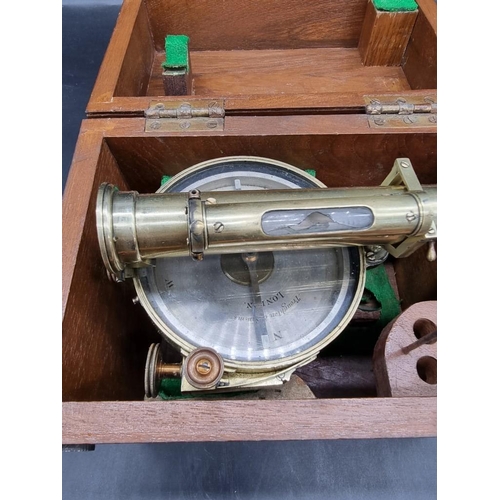 1564 - An antique brass theodolite, by 'Troughton & Simms, London', in teak box.