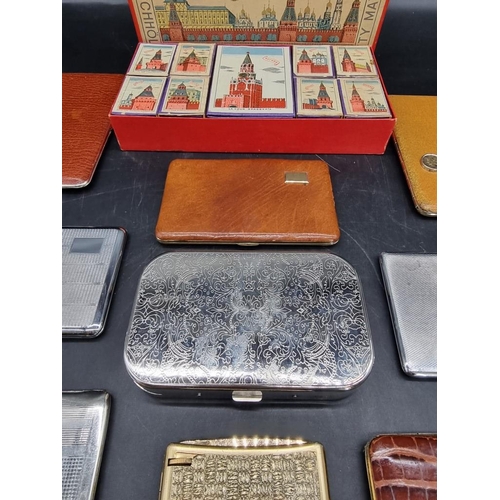 1580 - A collection of cigarette cases; together with a box of Eastern European matchboxes. ... 